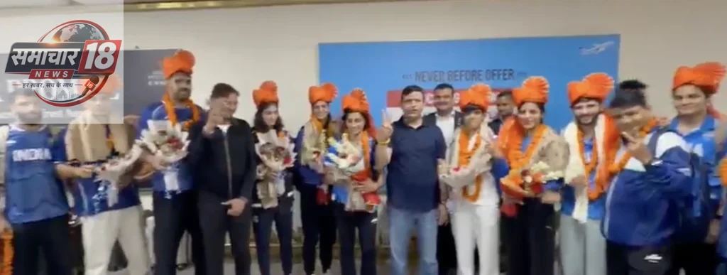 कॉमनवेल्थ गेम्स 2026 के पदक विजेता खिलाड़ियों का भारत आगमन पर भव्य स्वागत