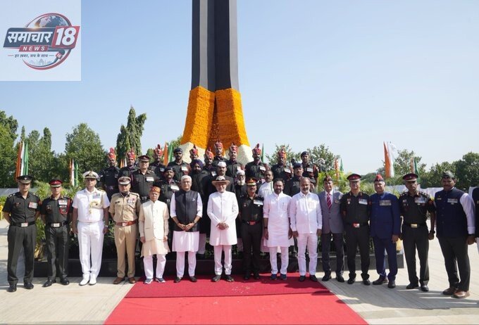 Vice-President Shri C. P. Radhakrishnan laid a wreath and paid tributes at the War Memorial, Parade Ground, Secunderabad today.